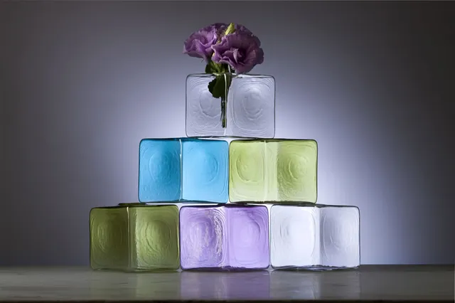 B&C Vetro Soffiato Monofiore Cubo vaso soffiato a mano