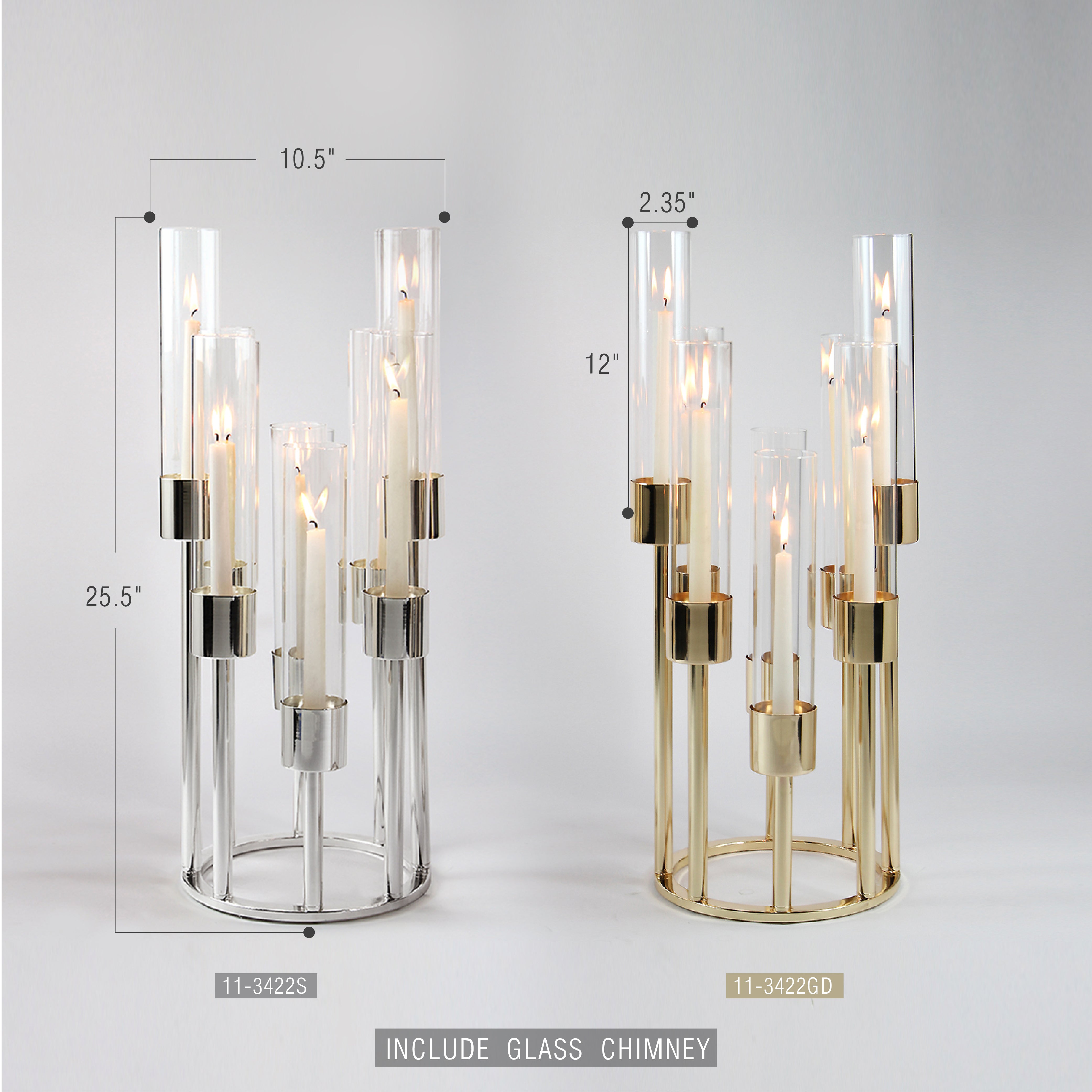Galore Home Aura Octet candelabro oro 8 fiamme con vetri