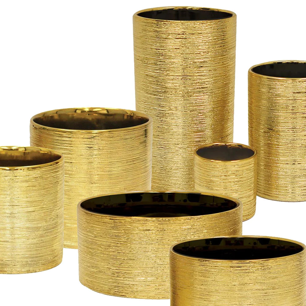 Galore Home Etched Metallic Gold vaso ceramica oro