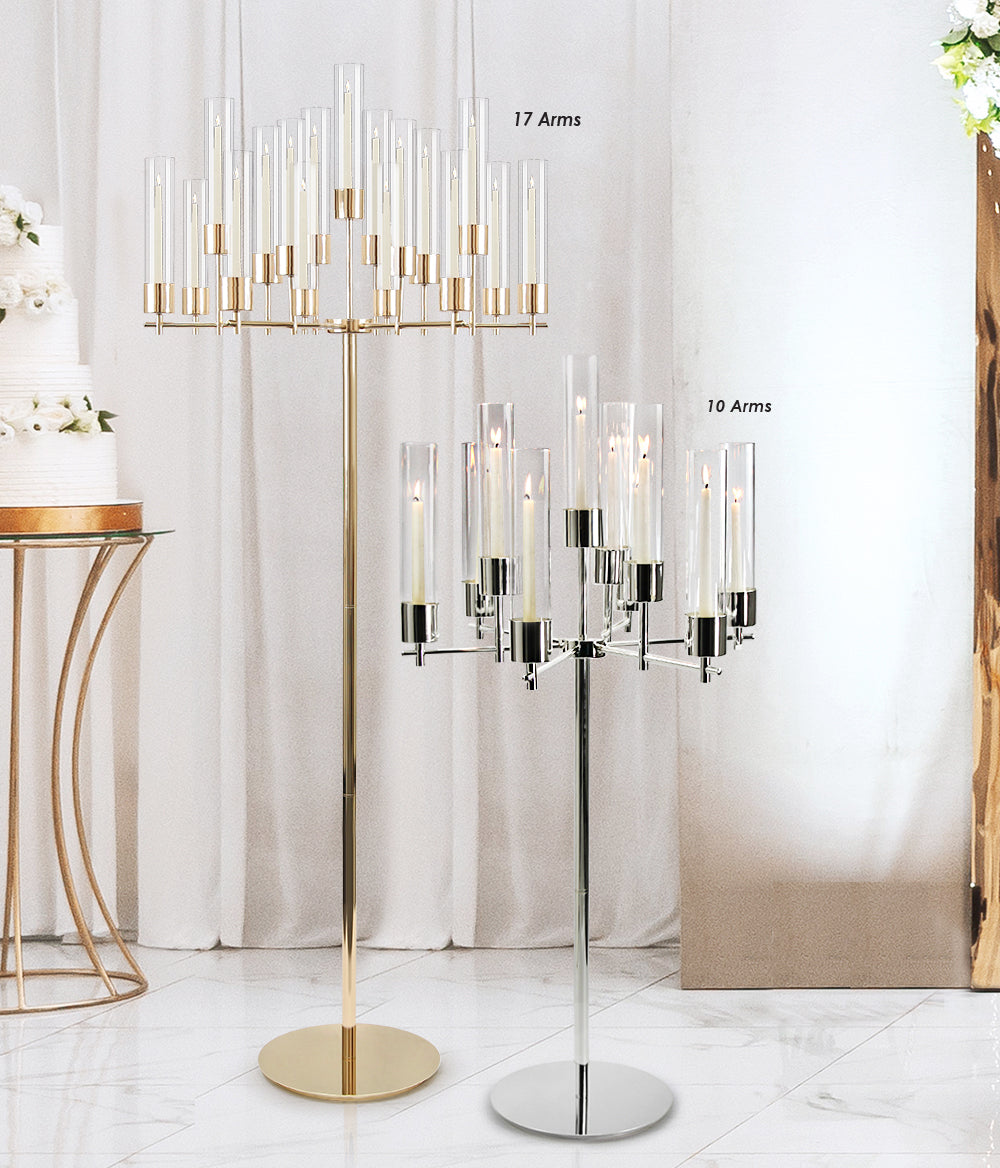 Galore Home 17 bracci candelabro da terra grande oro