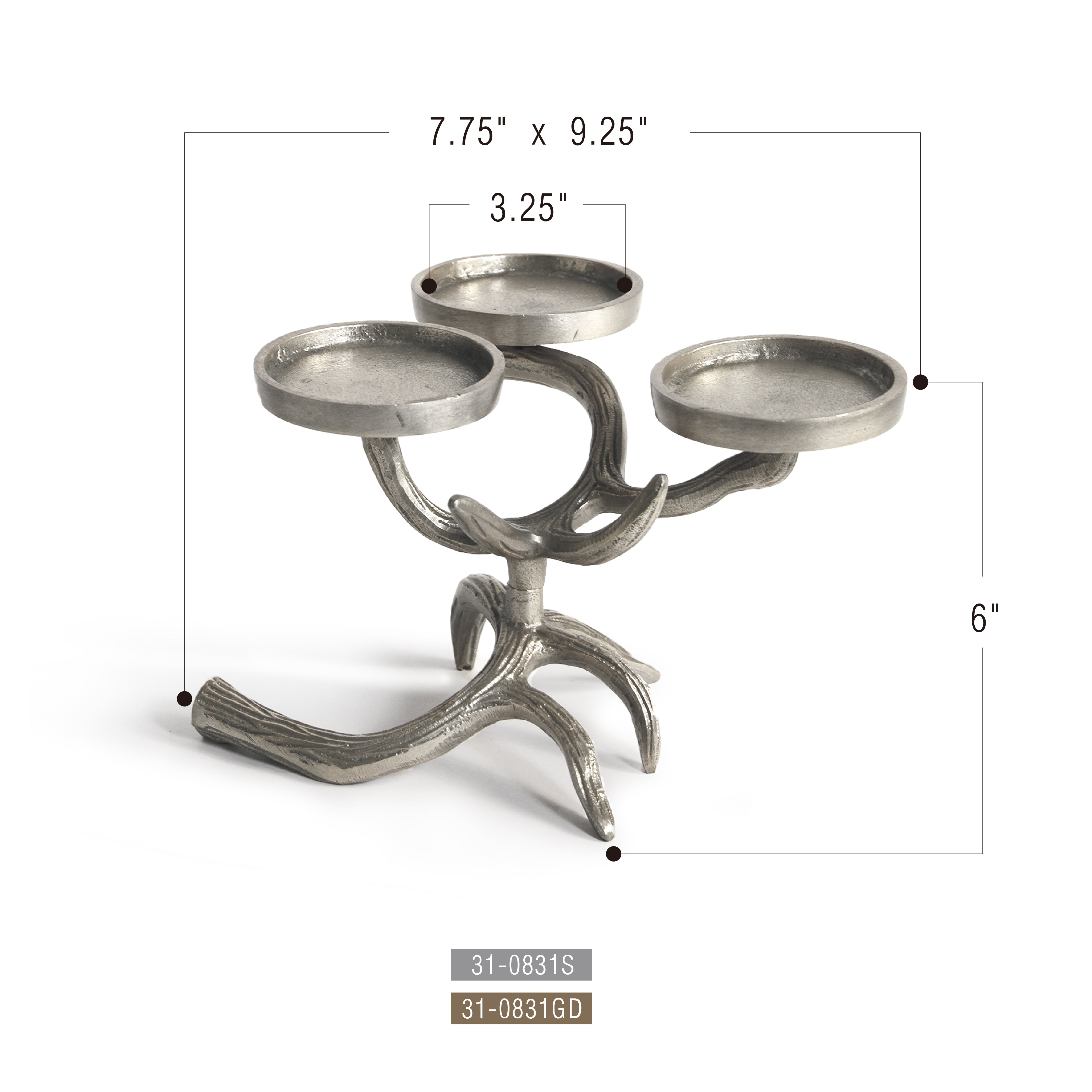 Galore Home Antler Trio 31-0831 portacandele oro