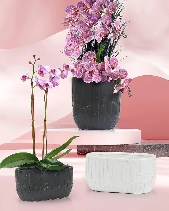 Galore Home Ridged vaso ceramica nero rigato