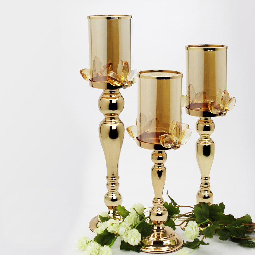 Galore Home Crystal Pillar portacandele oro piccolo in cristallo