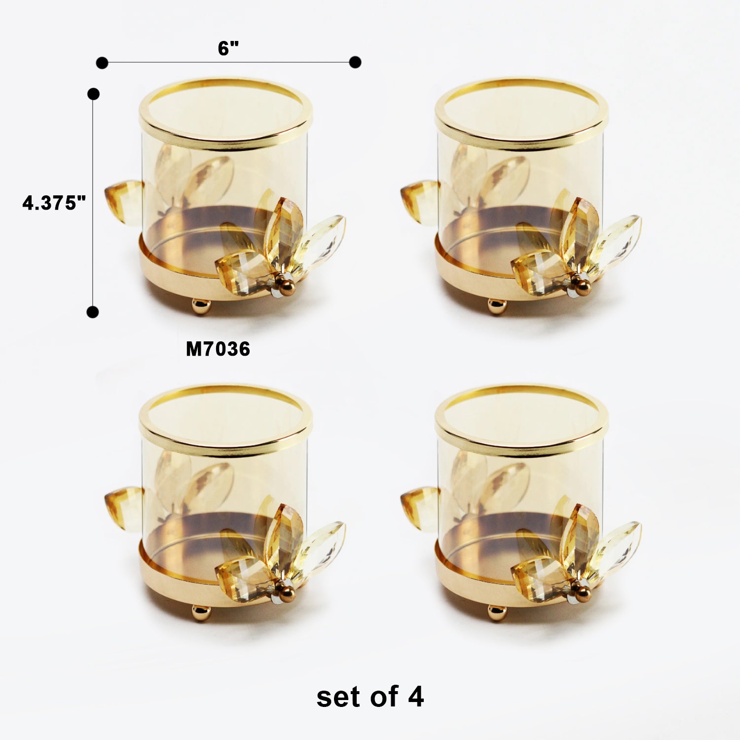 Galore Home Crystal Votive Portacandele Argento M7036 4pz