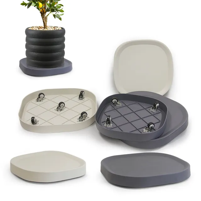 Galore Home Plant Trolley Sottovaso Ruote Grigio Small