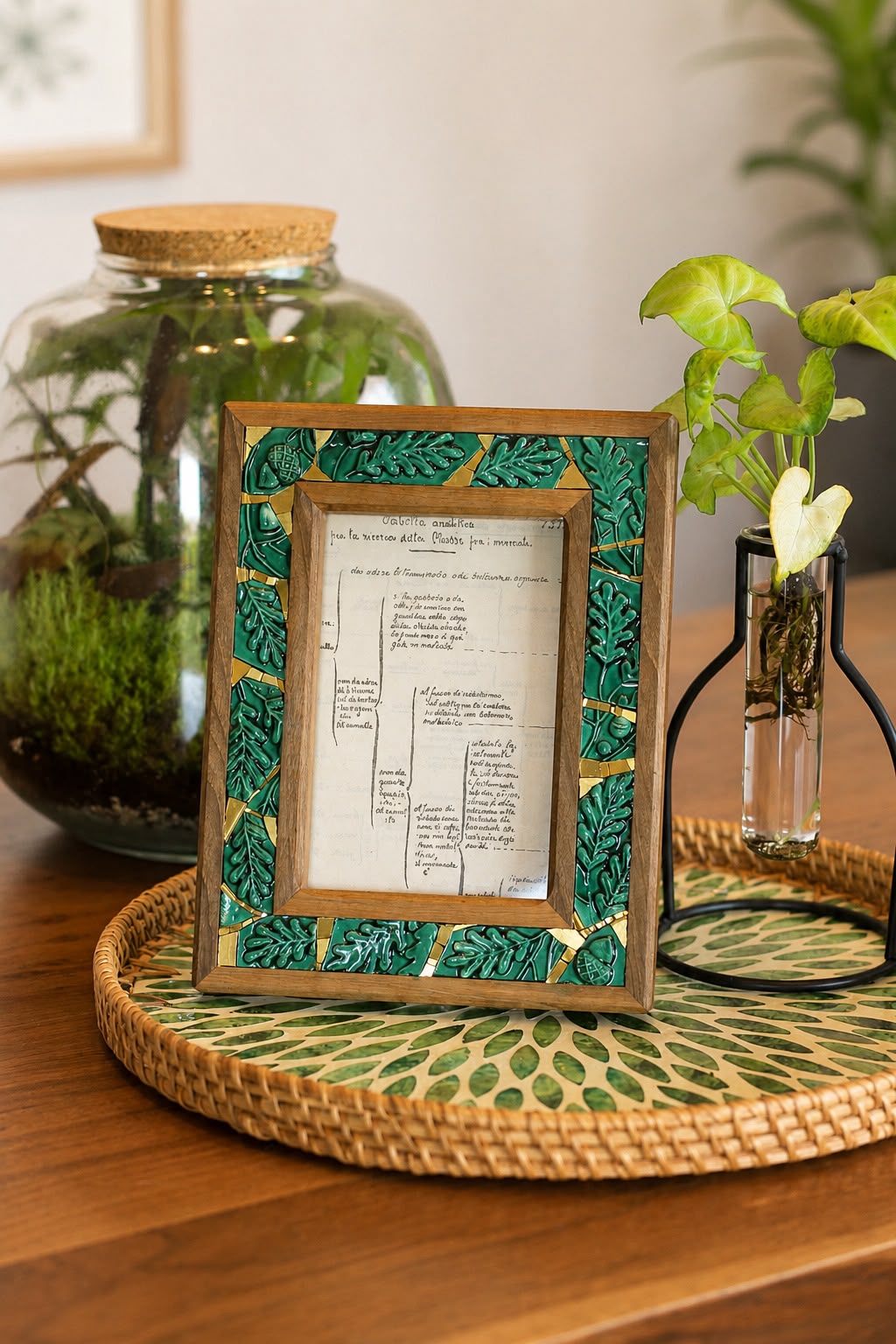 Il Nido del Picchio Olmo Verde-Oro 10x15 cornice legno