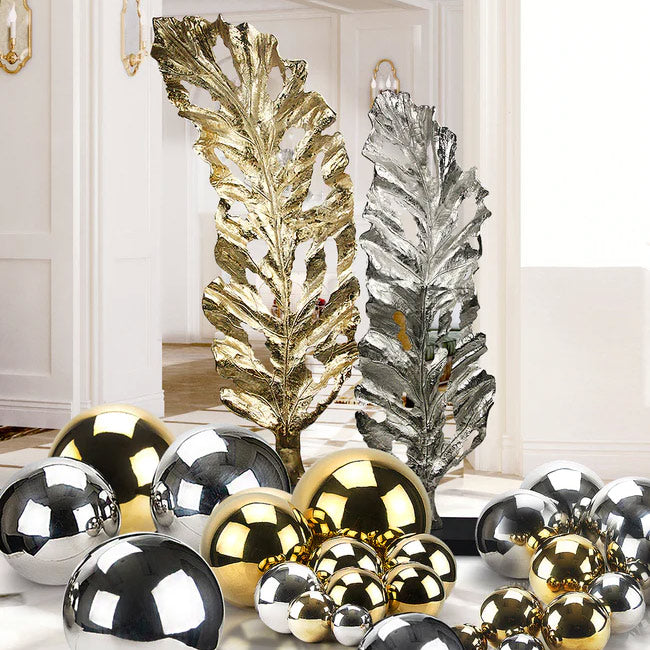 Galore Home Foglia scultura metallo oro grande 185 cm