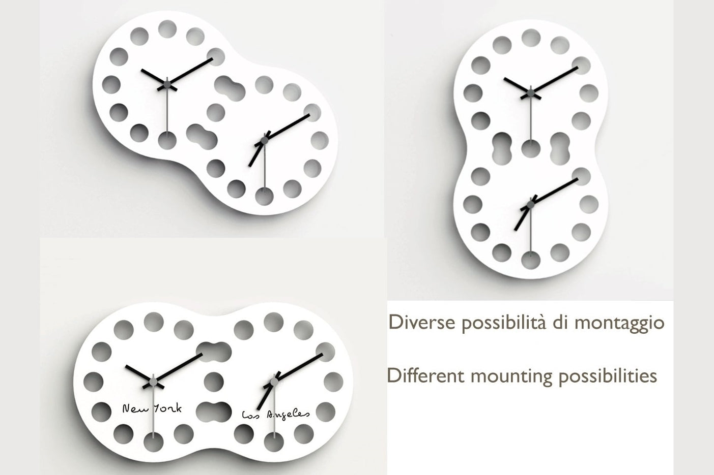 Cyrcus Design Jetlag orologio parete doppio fuso acciaio