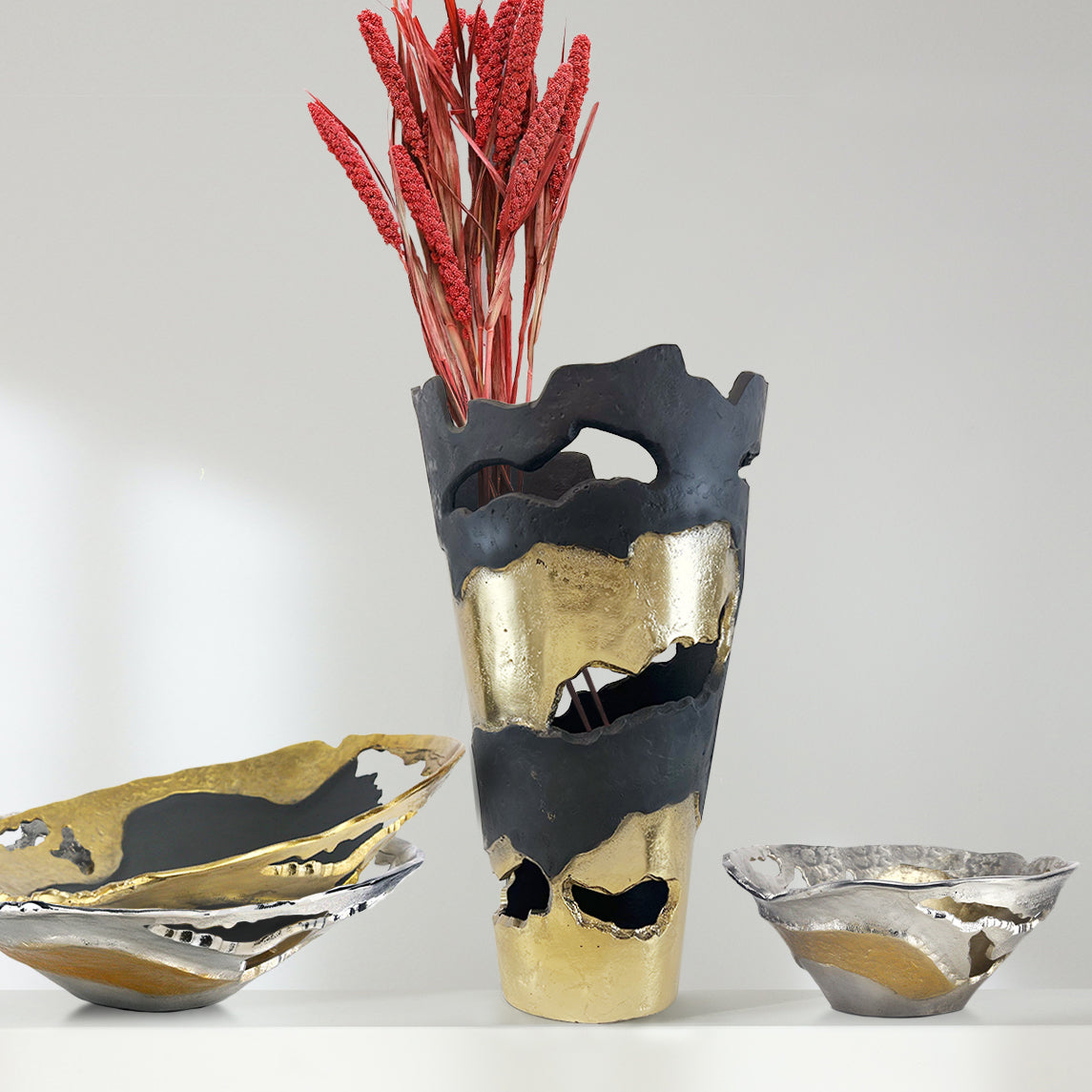 Galore Home Polar vaso alluminio spazzolato bicolore