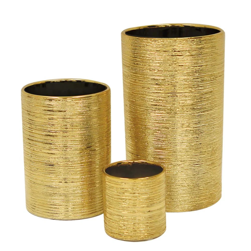 Galore Home Etched Metallic Gold vaso ceramica oro