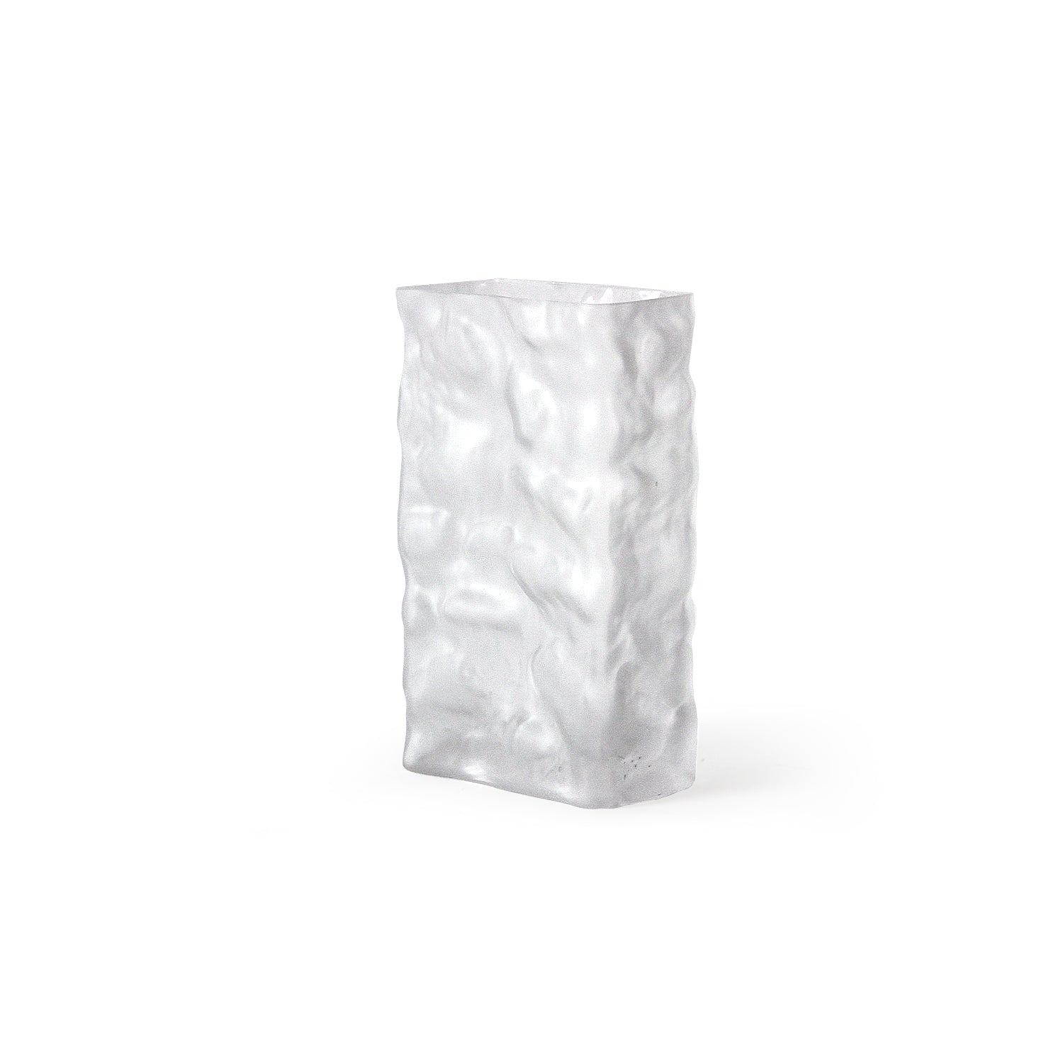 Galore Home Glacial Vaso in Vetro Rettangolare Clear Testurizzato