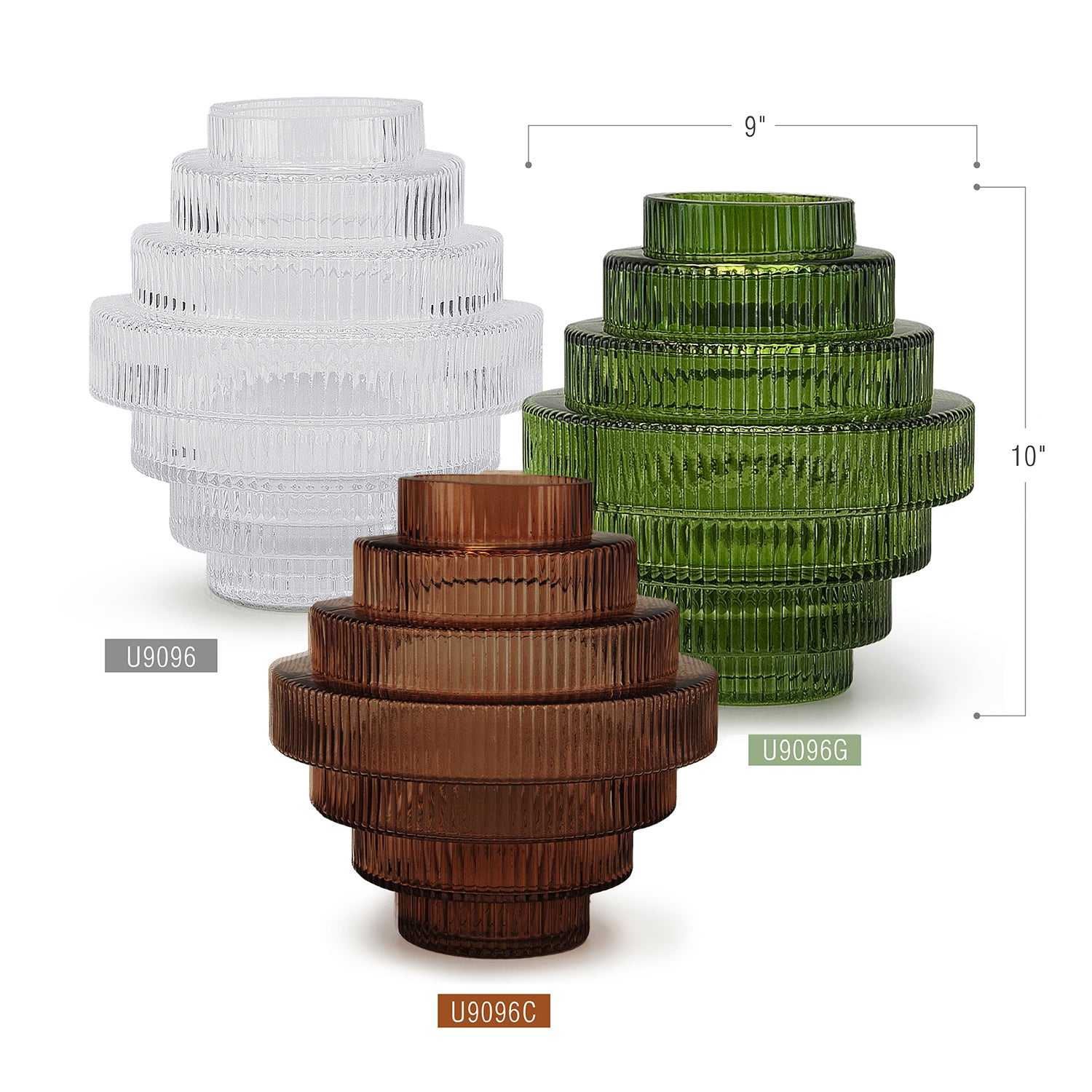 Galore Home Layered Glass vaso vetro grande verde