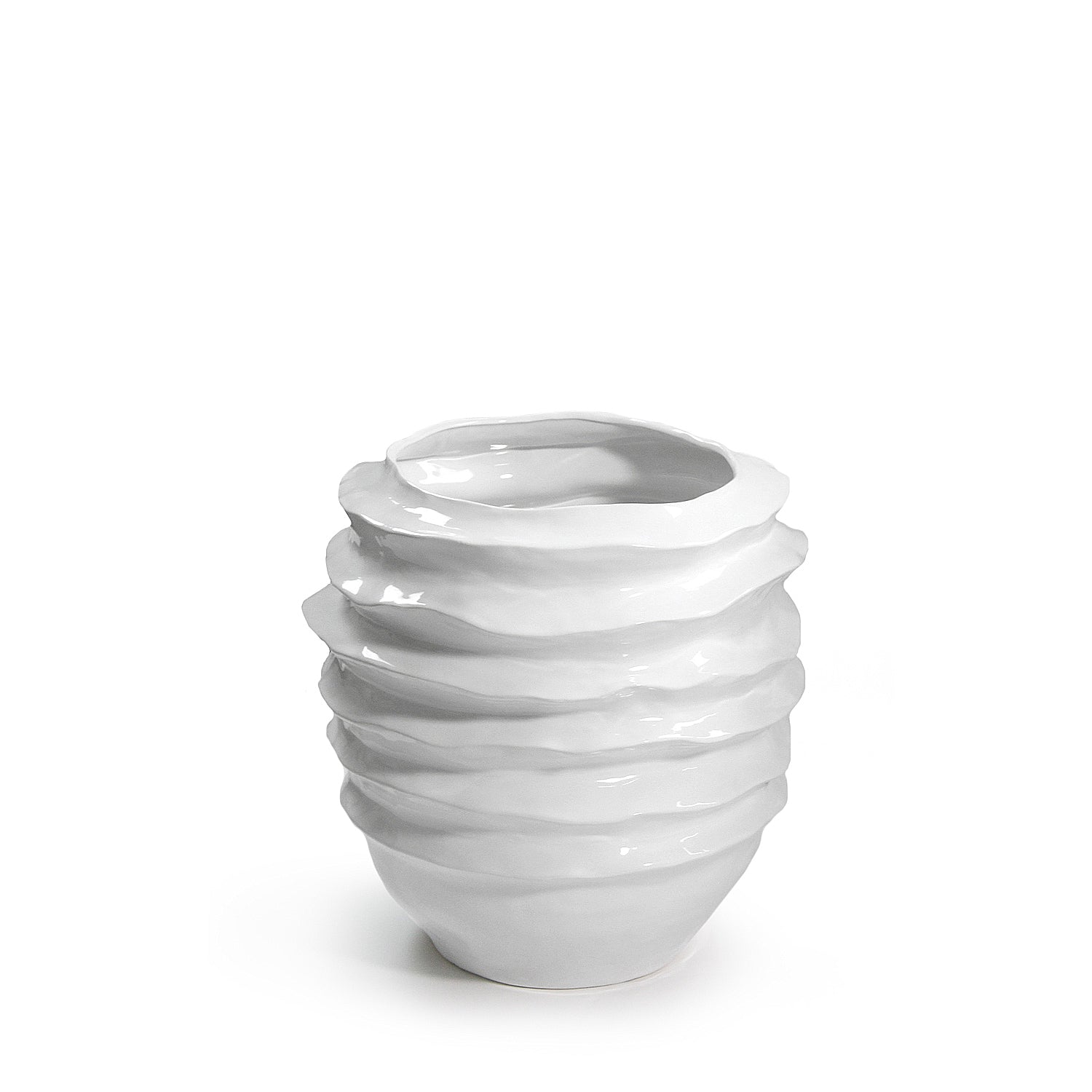 Galore Home Wavy Disk vaso ceramica nero alto bordo ondulato