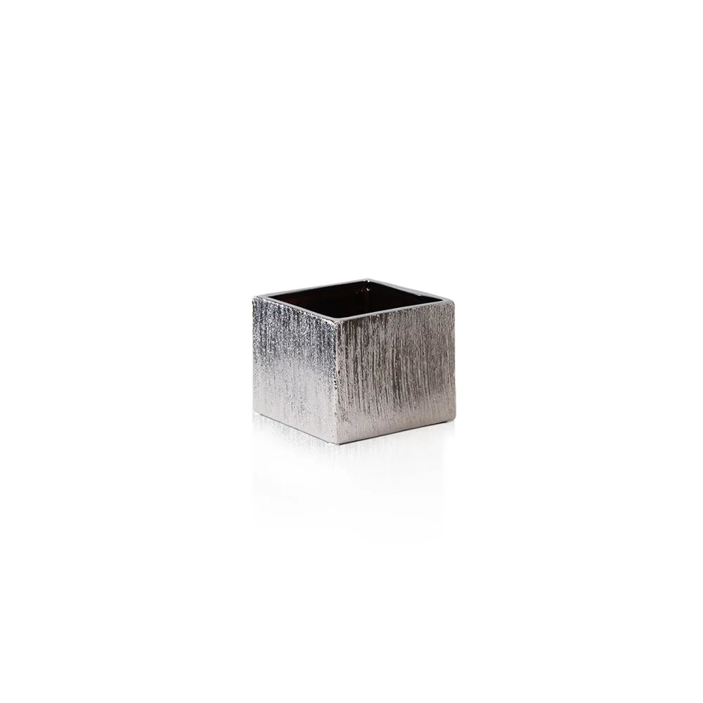 Galore Home Etched Metallic Silver vaso ceramica argentata