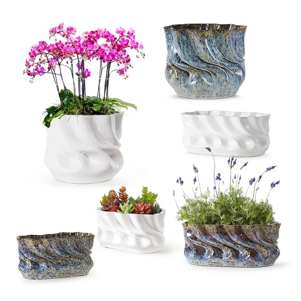 Galore Home Ocean Tides vaso blu ovale piccolo