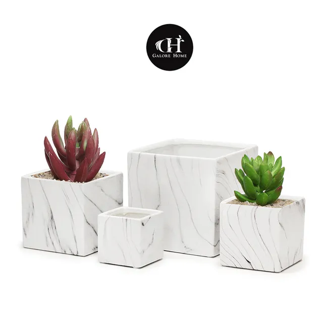Galore Home Square vaso ceramica marmo orchidea