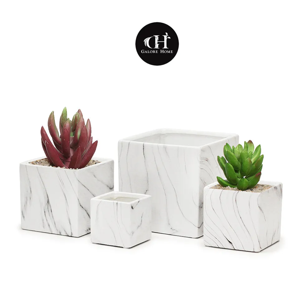 Galore Home Square vaso ceramica marmo orchidea