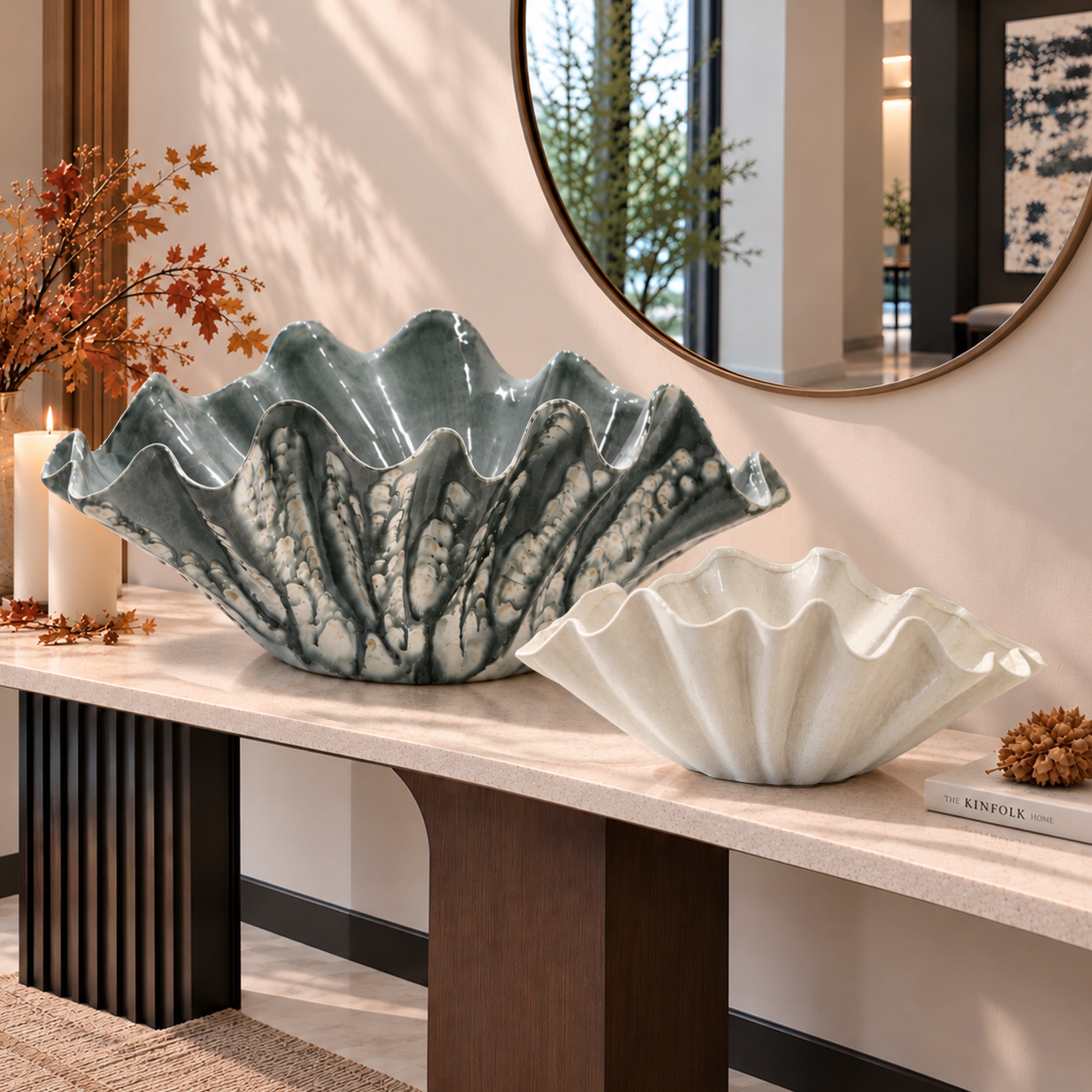 Galore Home Pearl Embrace fioriera ceramica grigia large conchiglia