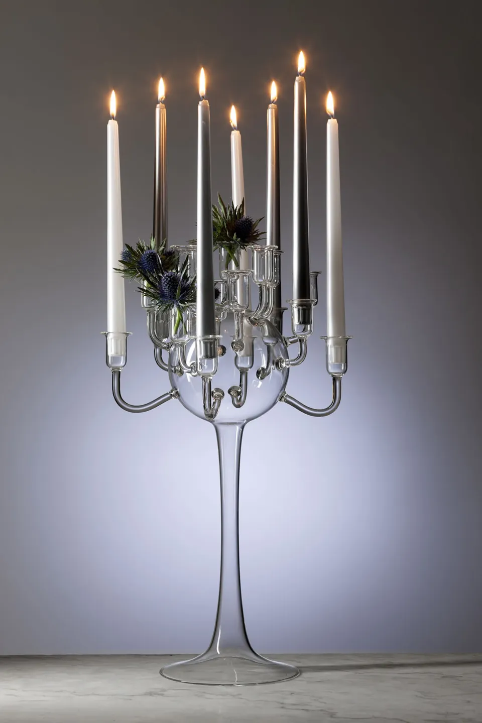 B&C Candelabro 18 Fiamme vetro soffiato 53 cm