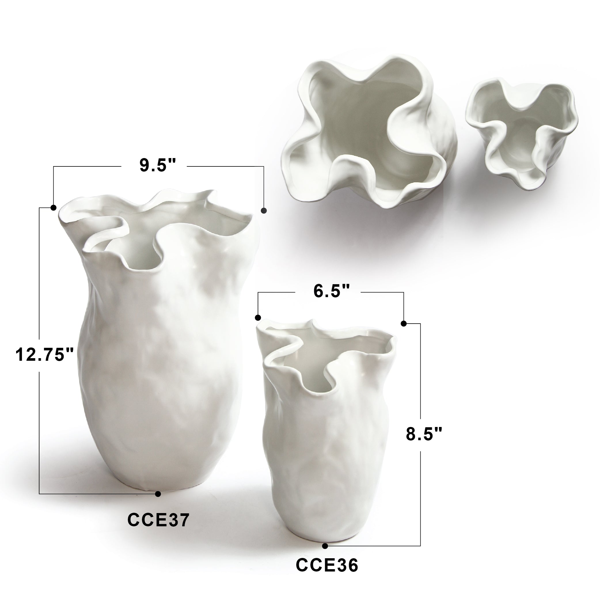 Galore Home Nature Fold CCE37 vaso ceramica bianco