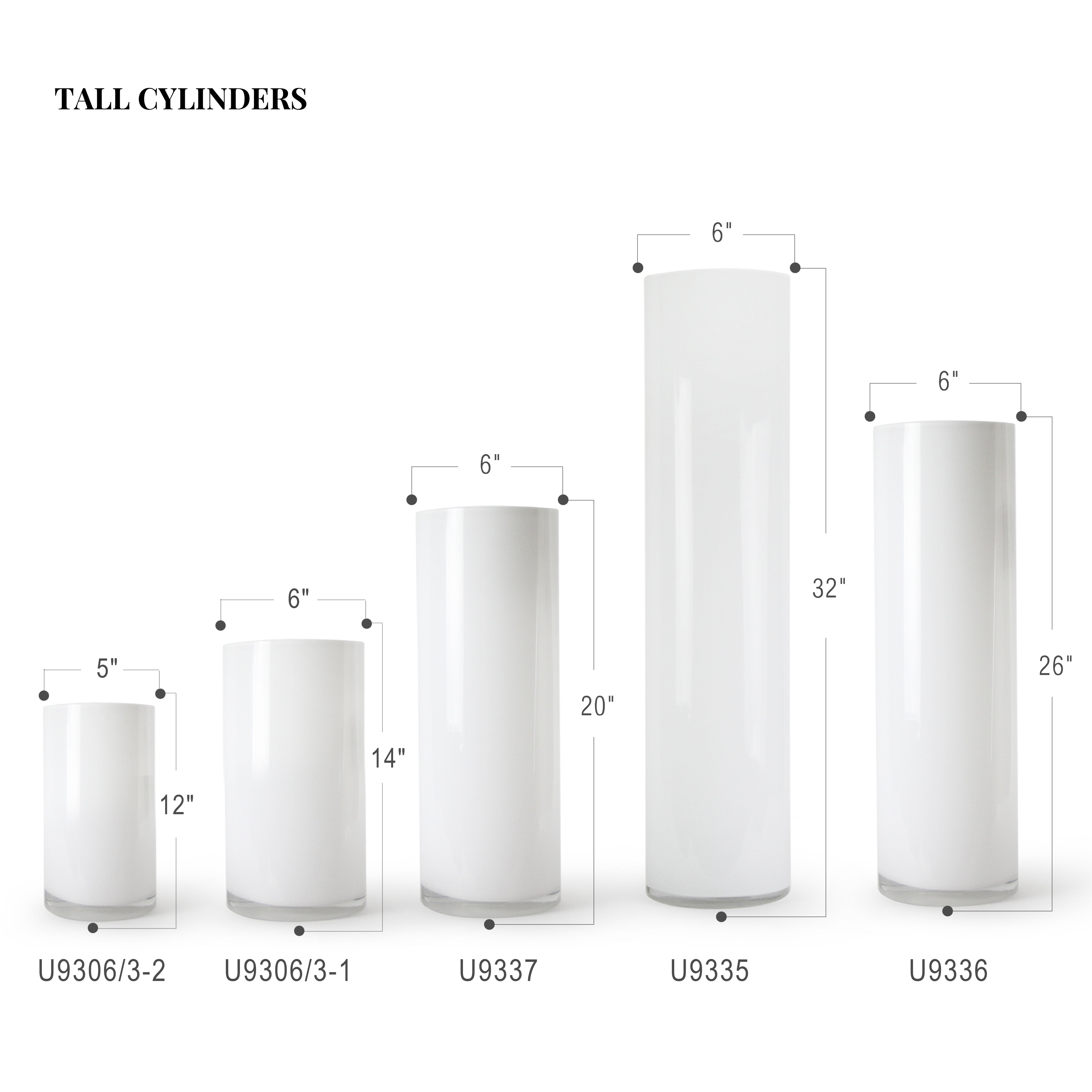 Galore Home vaso vetro cilindro bianco opaco 81cm