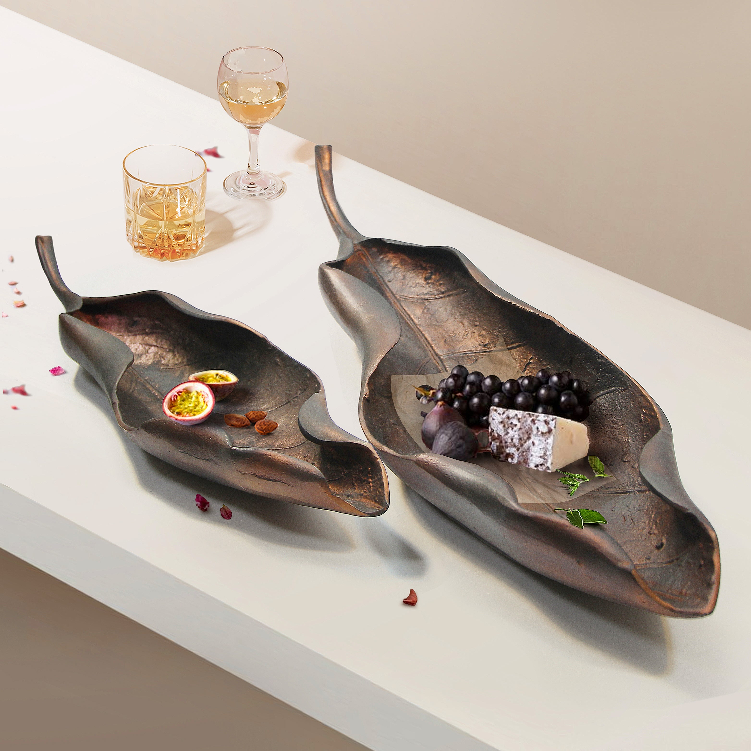 Galore Home Whispering Leaf scultura foglia rame grande