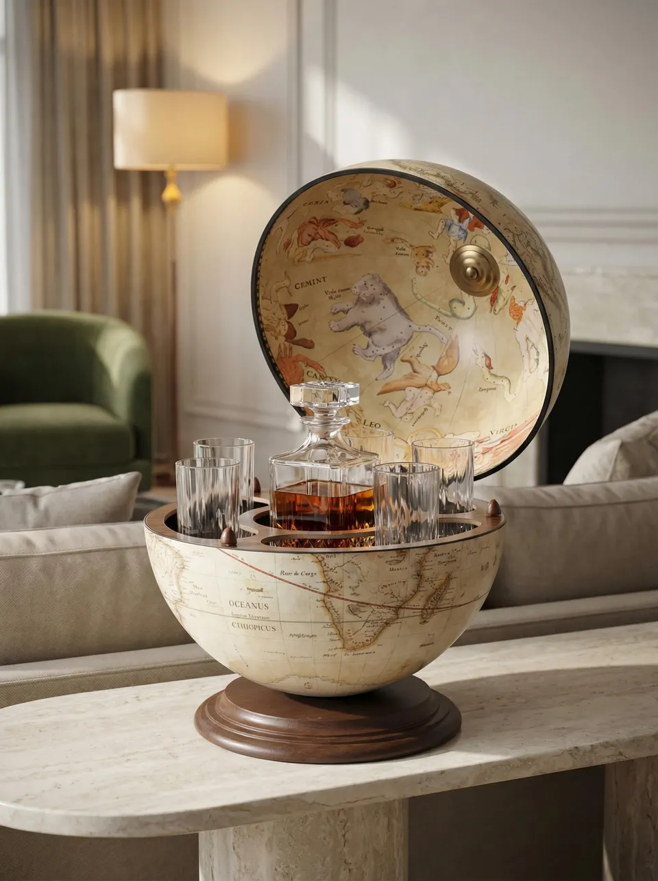 Zoffoli Giove Old White mappamondo bar tavolo 40 cm