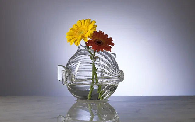 B&C Monofiore Pesce Palla Vaso Vetro Soffiato