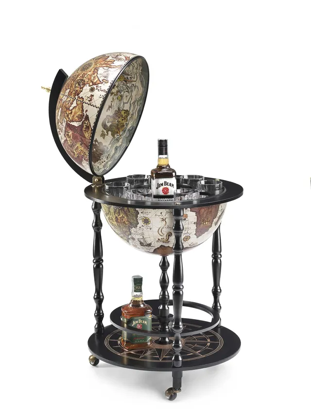 Zoffoli Vulcano mappamondo bar da terra nero 51x51x92 cm