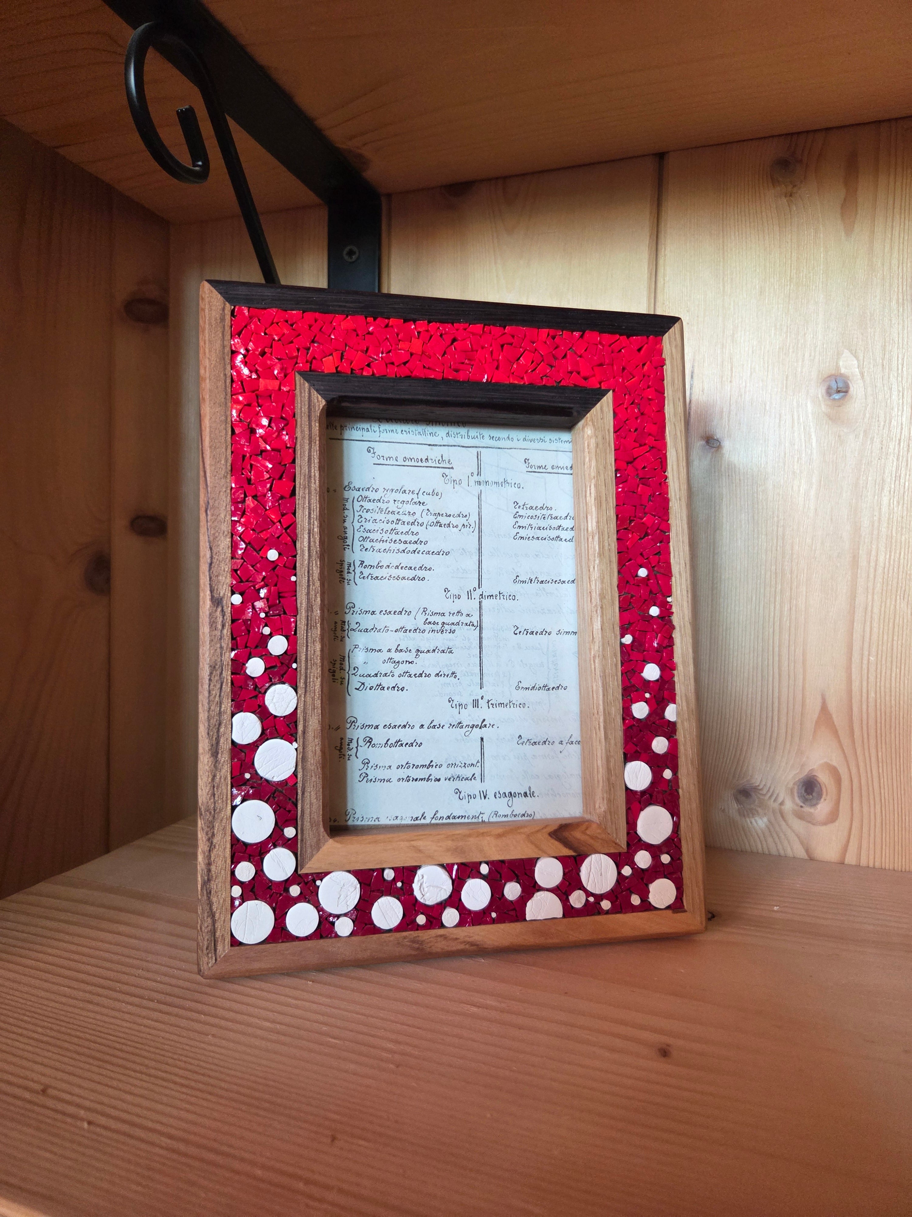 Il Nido del Picchio Mosaico Rosso 10x15 cornice legno