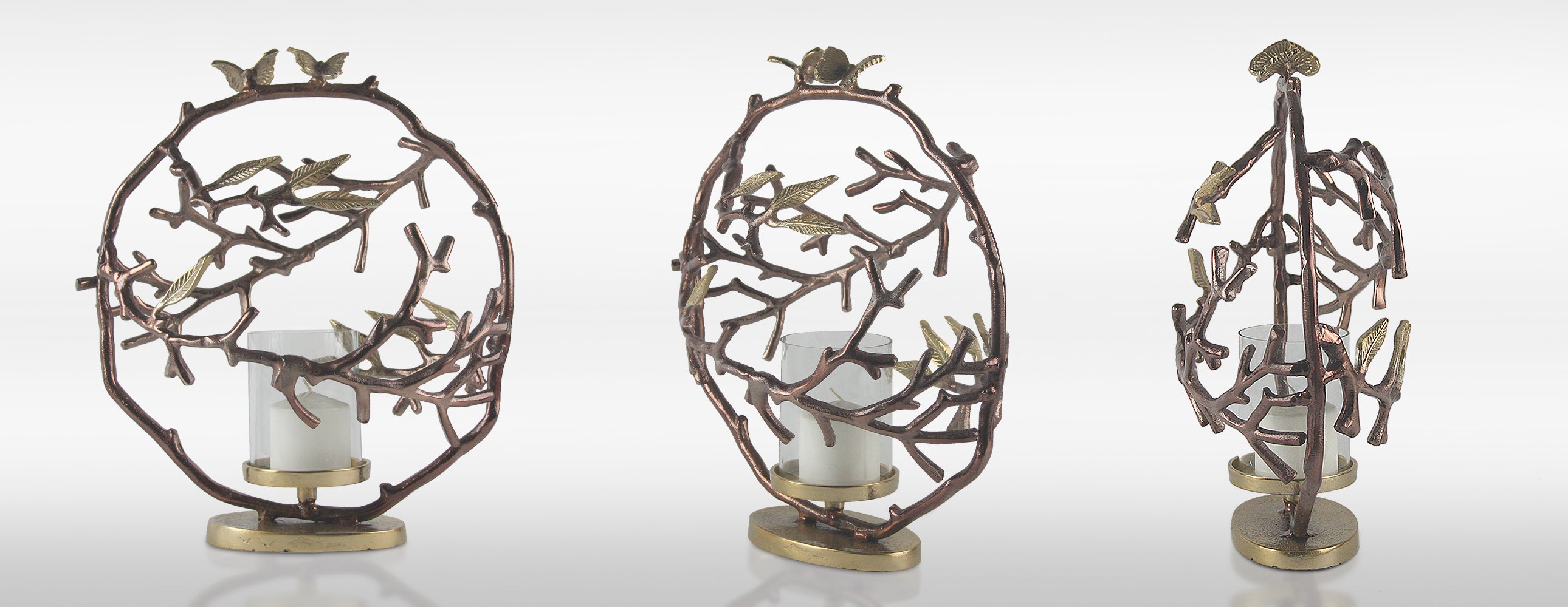 Galore Home Coronet portacandele vetro bronzo oro