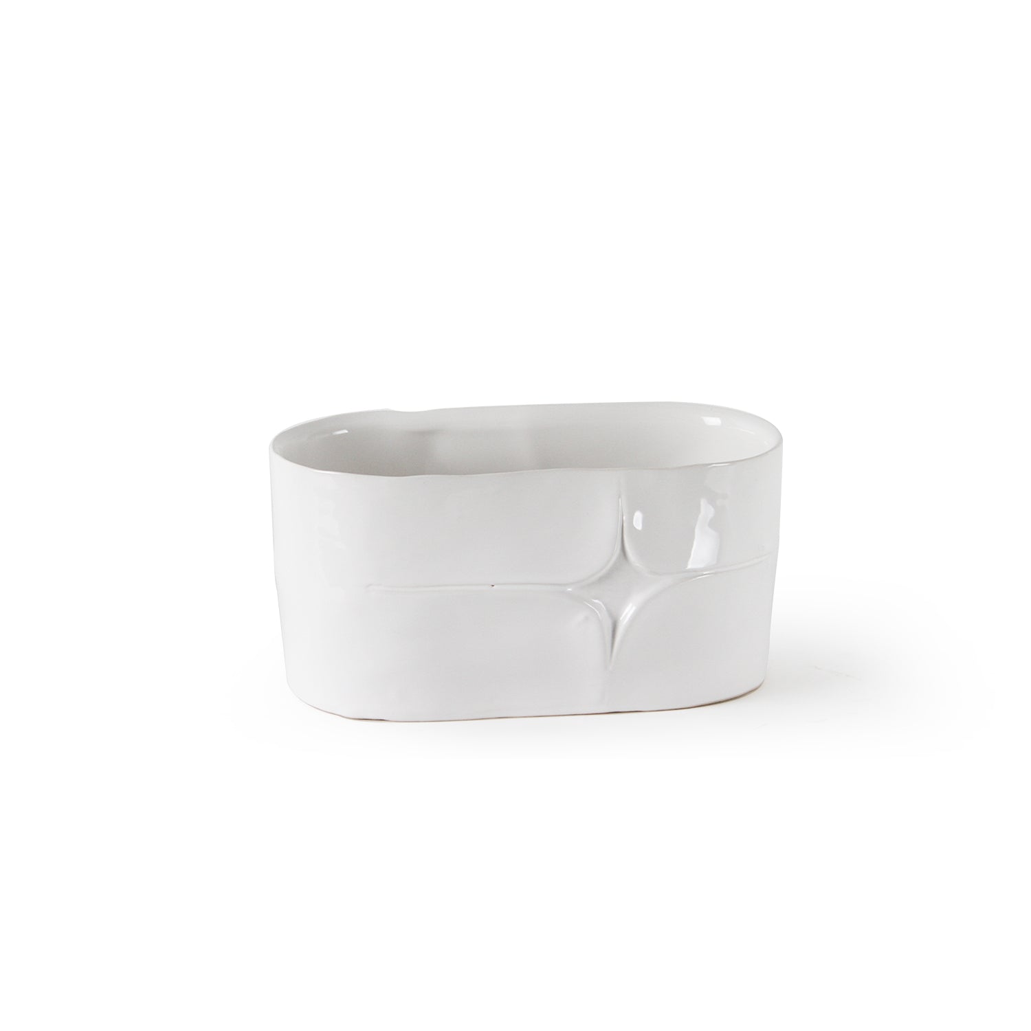 Galore Home Decorative Oval vaso ceramica Piccolo Bianco traforato
