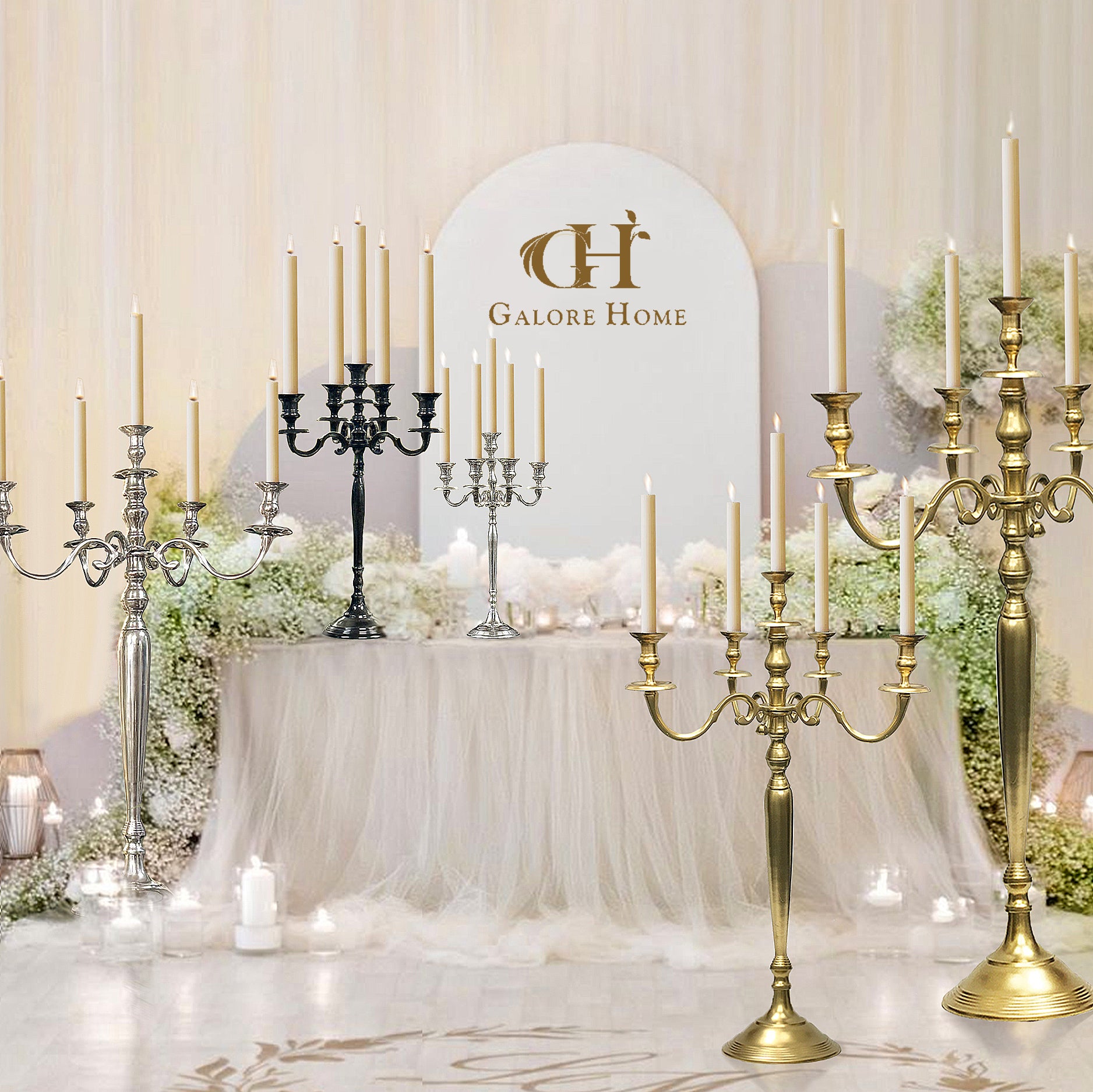 Galore Home 5 Bracci 3-1504 Candelabro Oro Small
