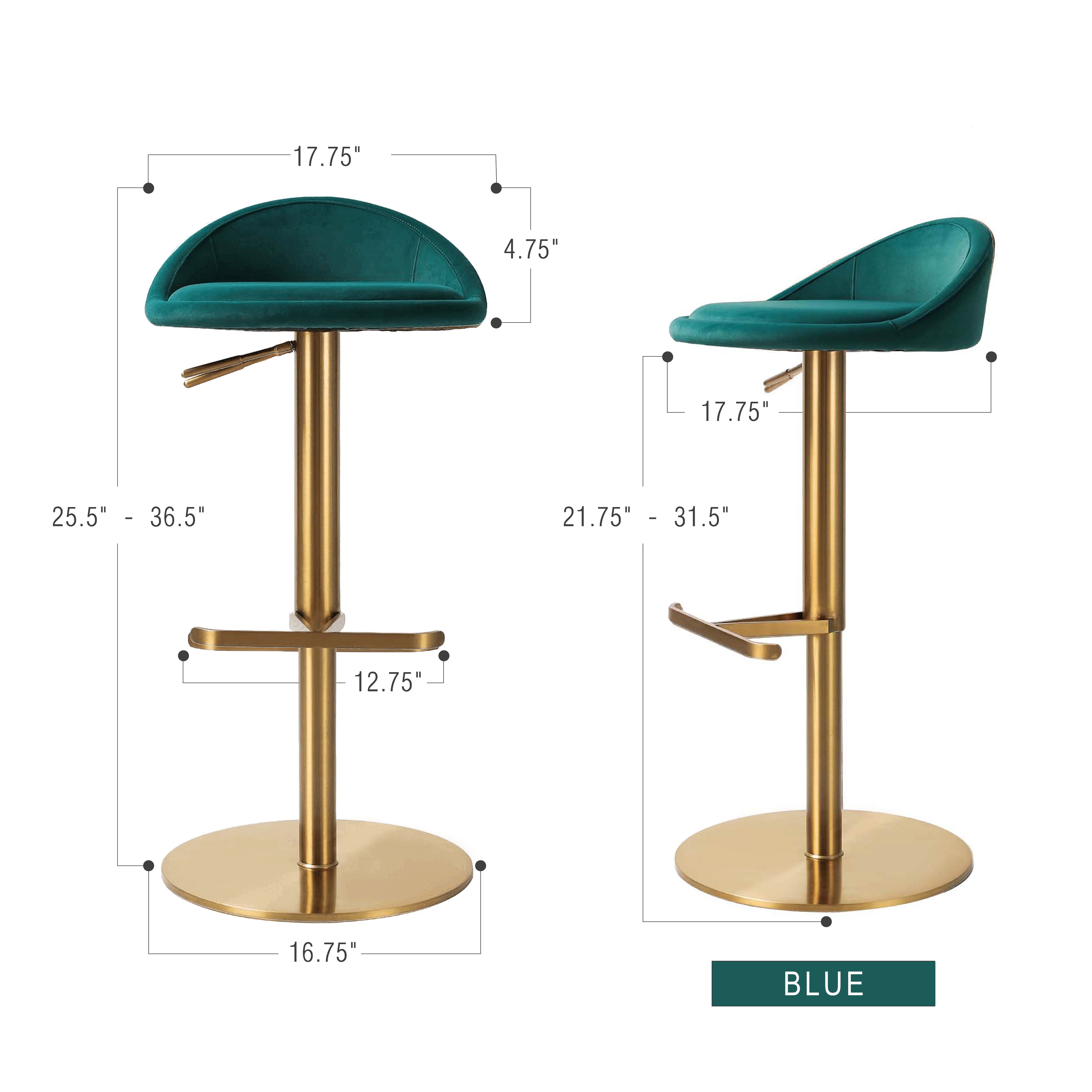 Galore Home Eclipse sgabello bar blu velluto