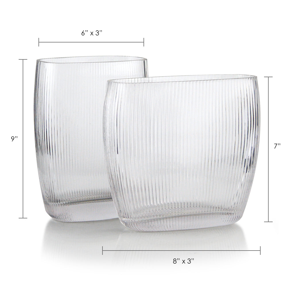 Galore Home Ribbed Oval vaso vetro costolato 12pz