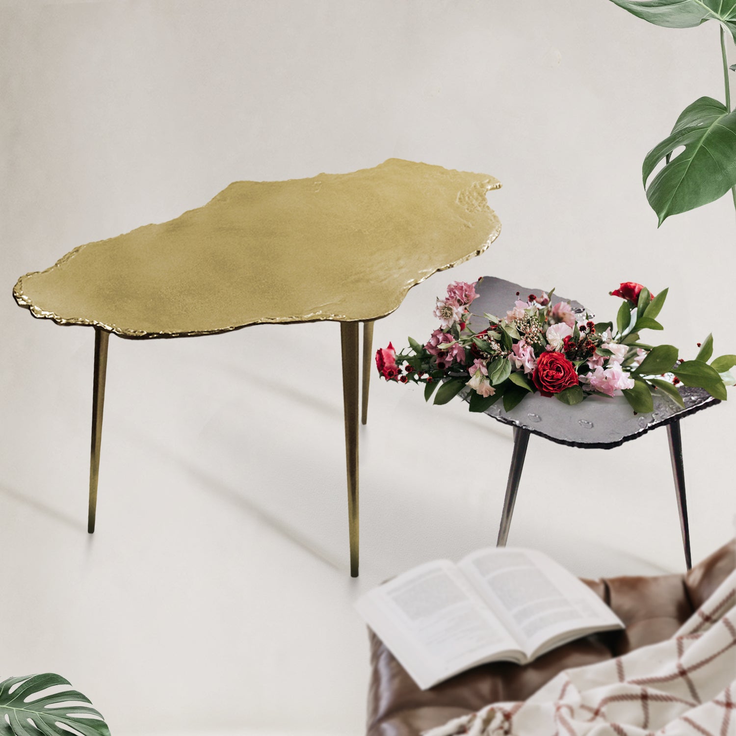Galore Home Igneous tavolino metallo 46 cm oro piccolo