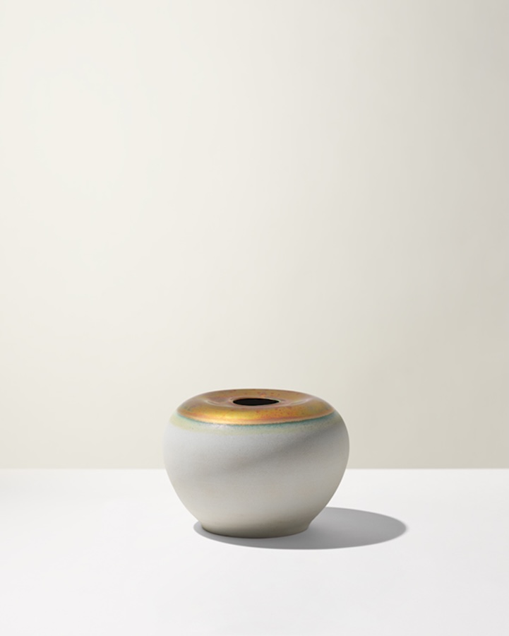 Ceramica Gatti 1928 Crateri CC33 vaso azzurro polvere lustro