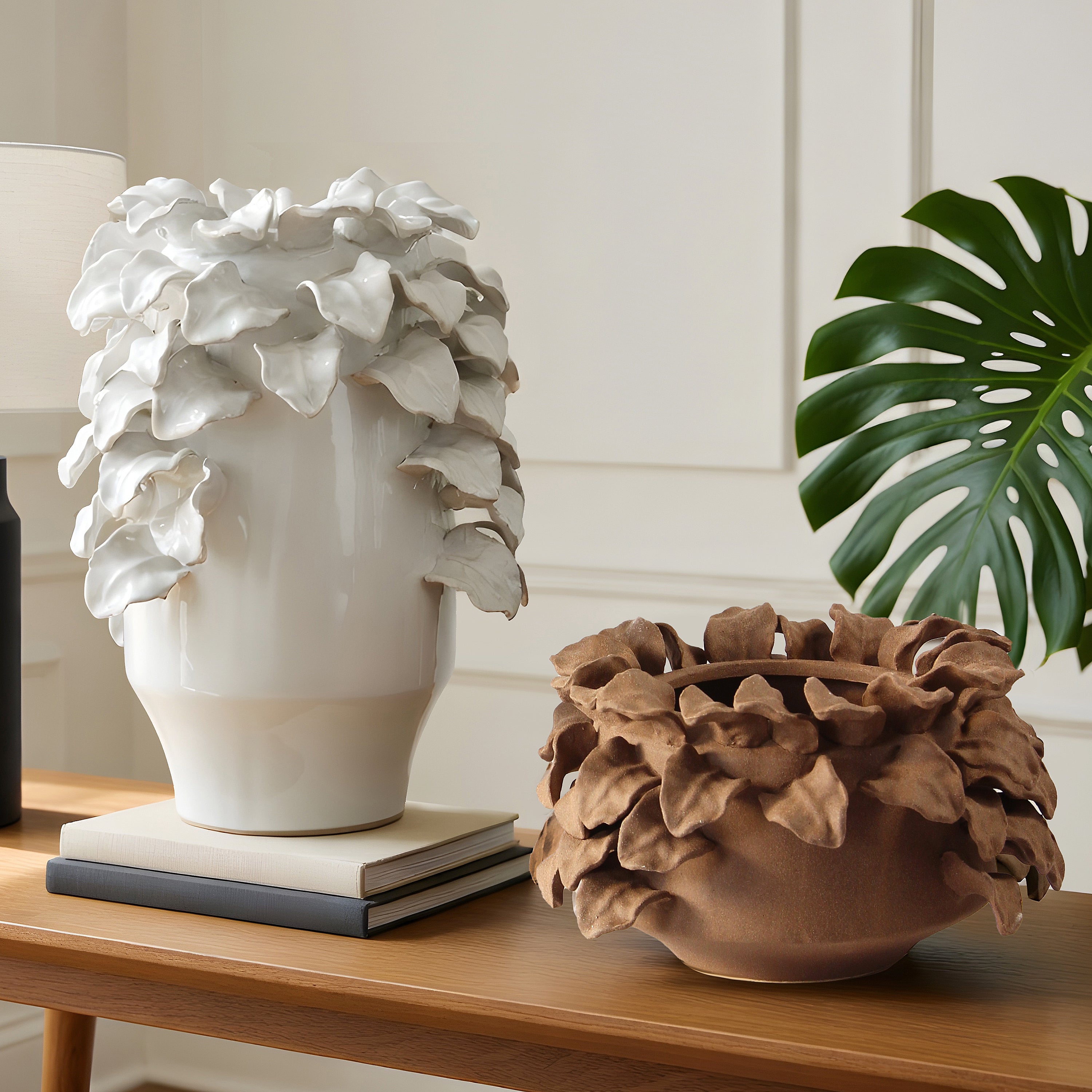 Galore Home Sculpted Petal CCV79 vaso ceramica rosso large