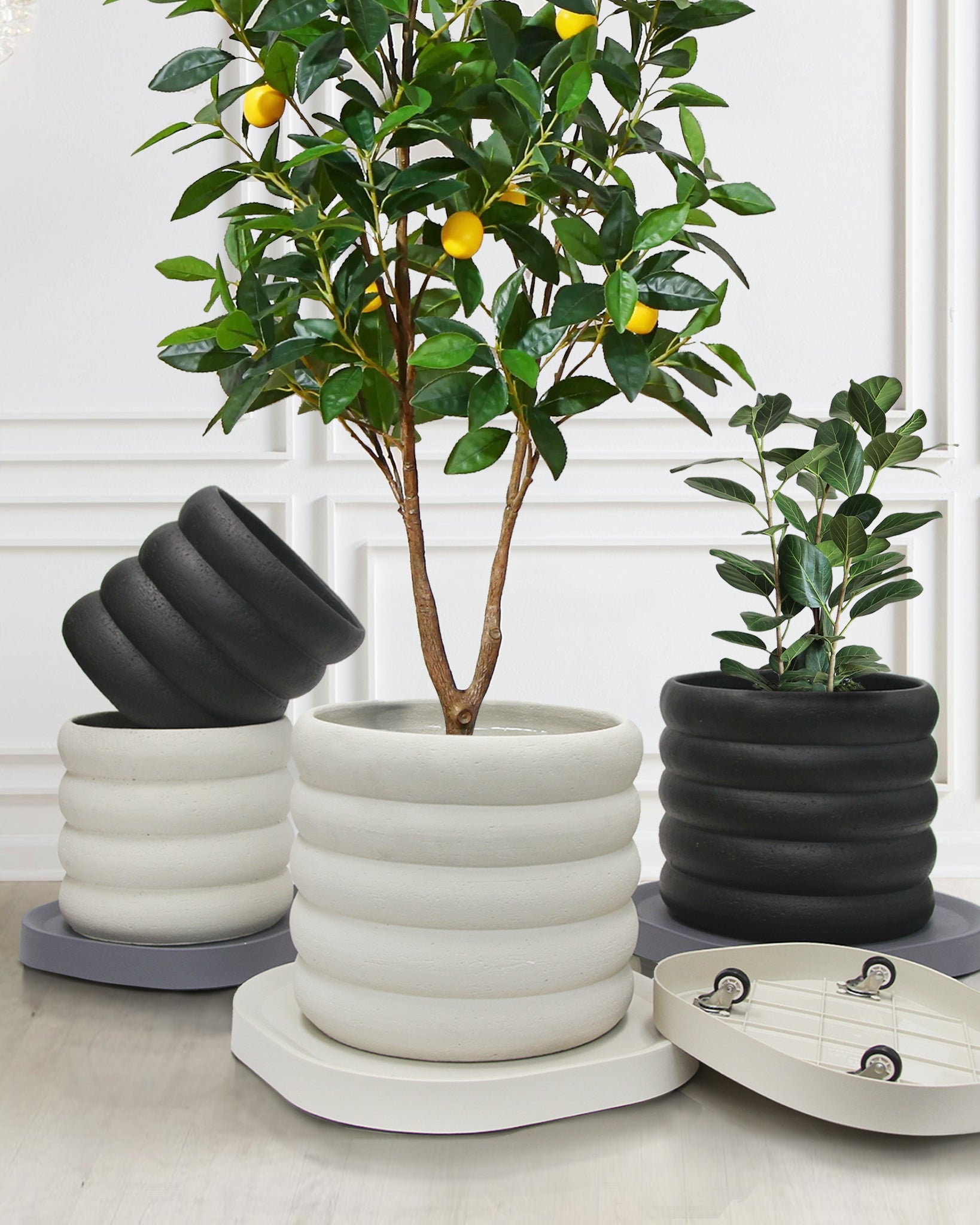 Galore Home Rounded Terra cachepot grande nero cemento