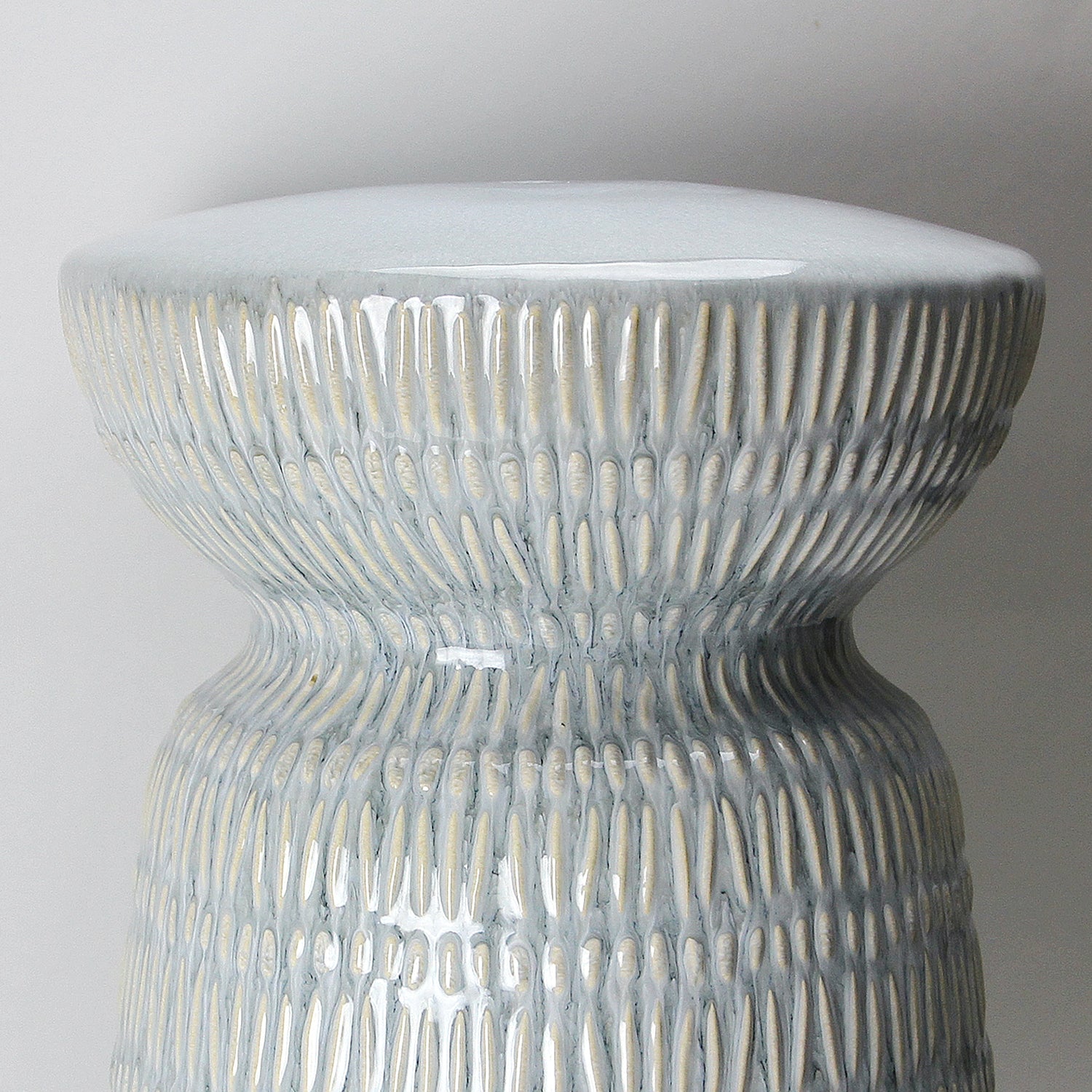 Galore Home Tavolino Laterale Sgabello Ceramica Grigio Blu