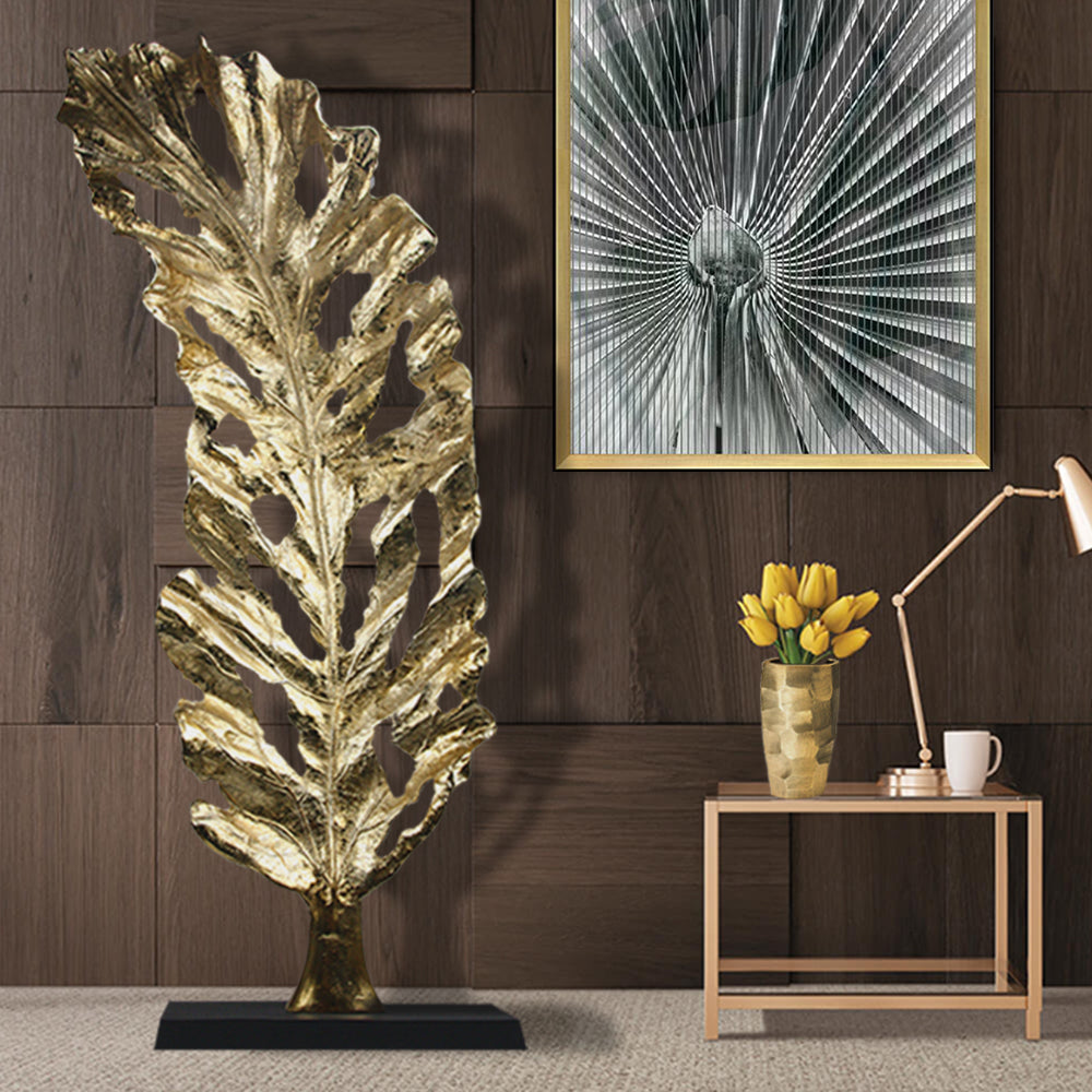 Galore Home Foglia scultura metallo oro grande 185 cm