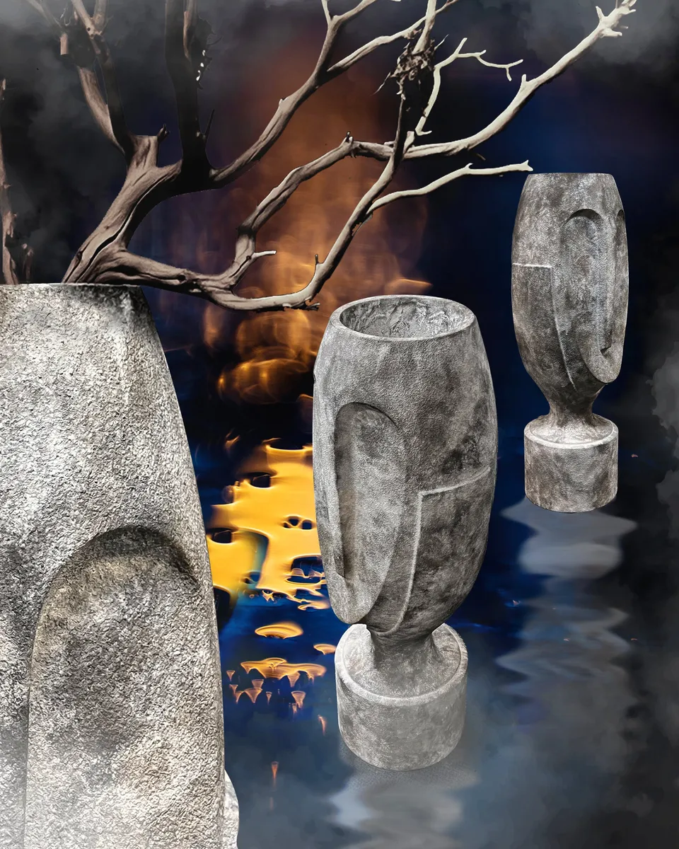 Galore Home Stoic Face vaso scultura Large bianco