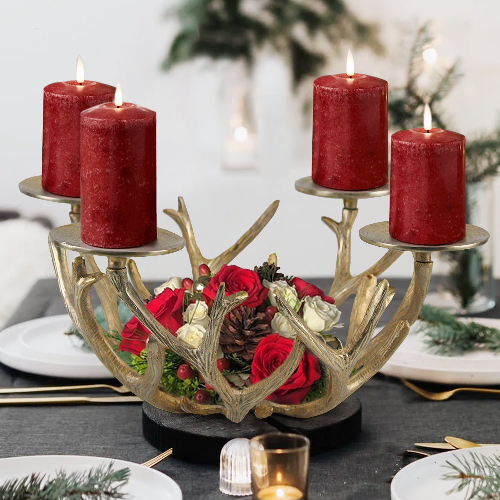 Galore Home Antler candelabro alluminio oro rami intrecciati