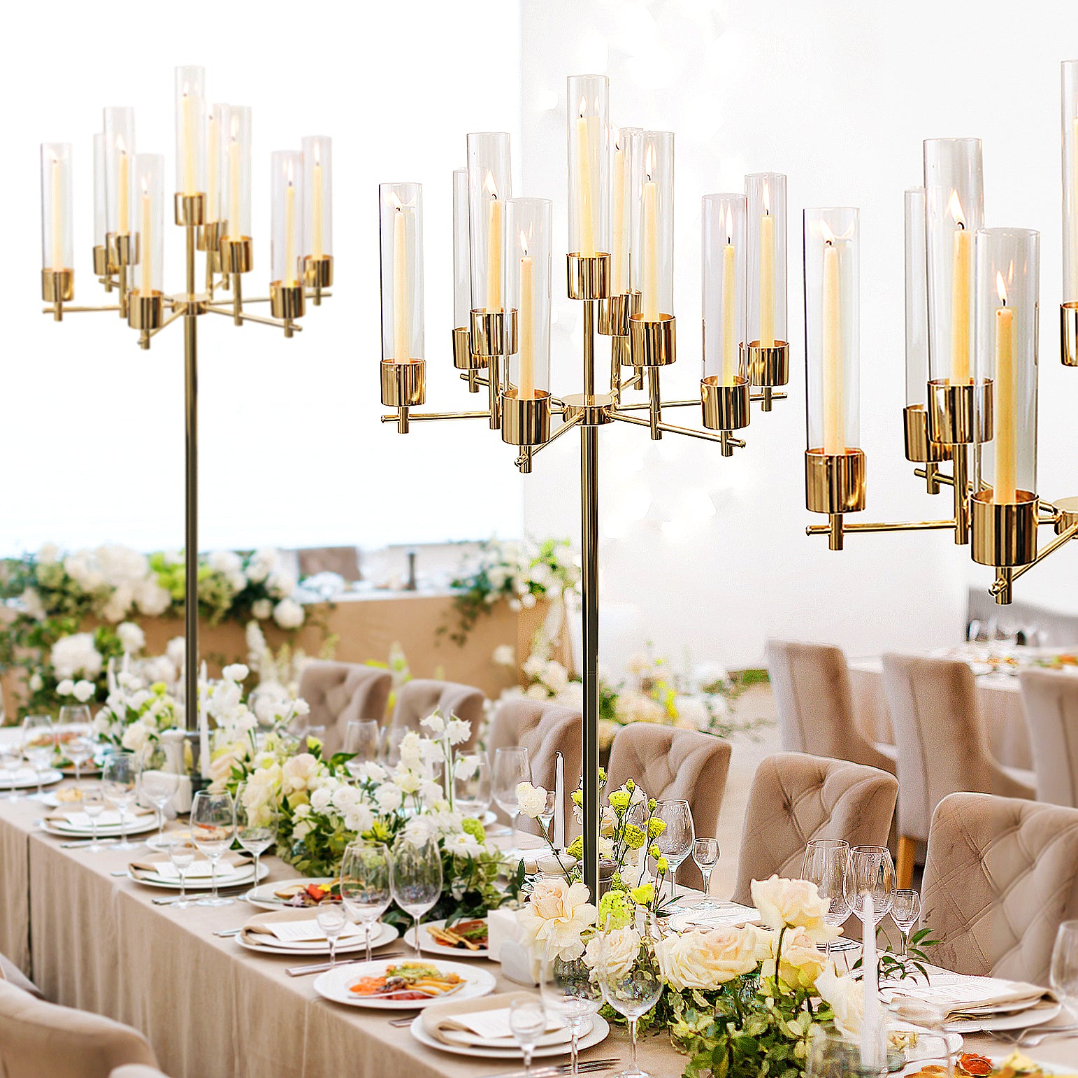 Galore Home 17 bracci candelabro da terra grande oro