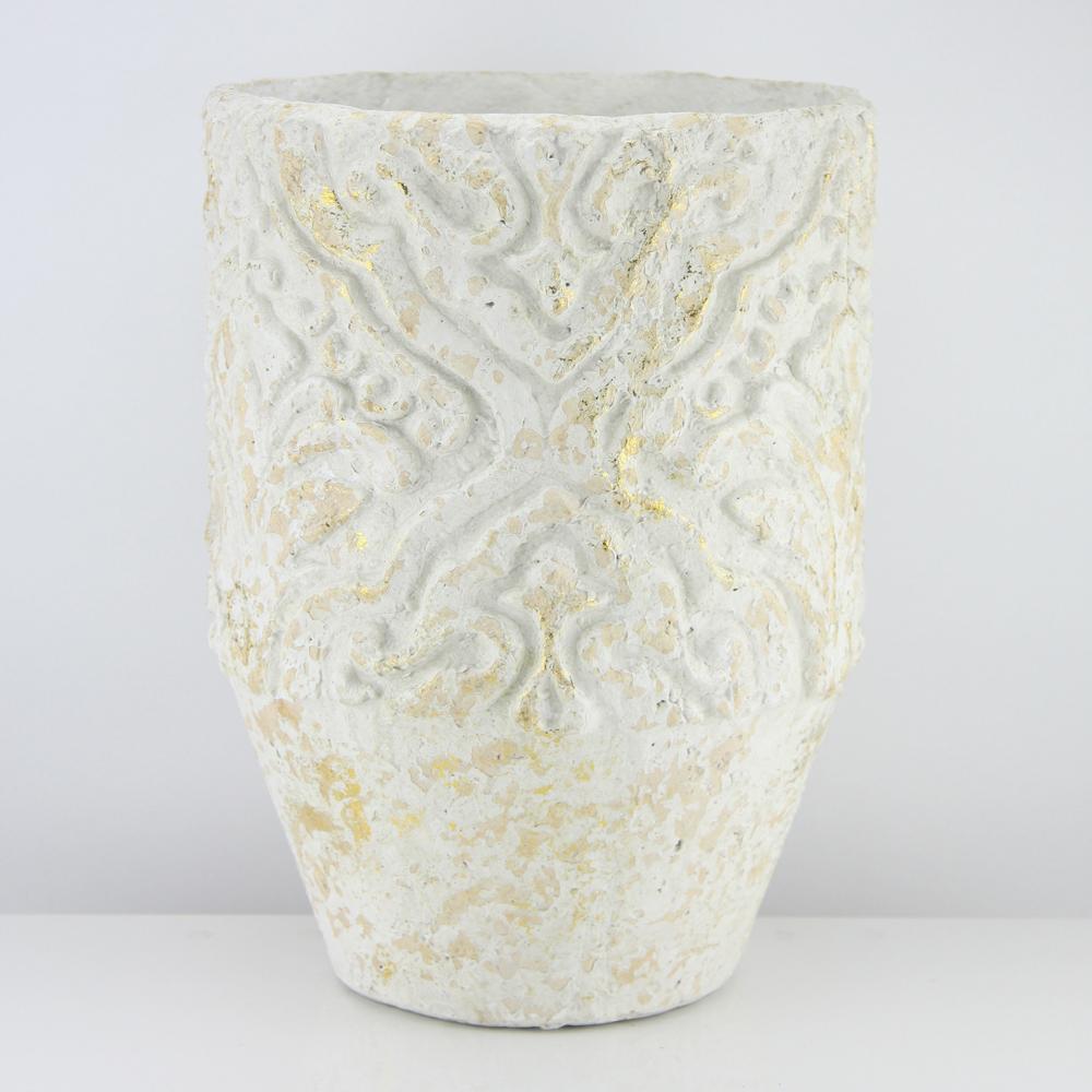 Galore Home Distressed portavaso ceramica bianco oro piccola