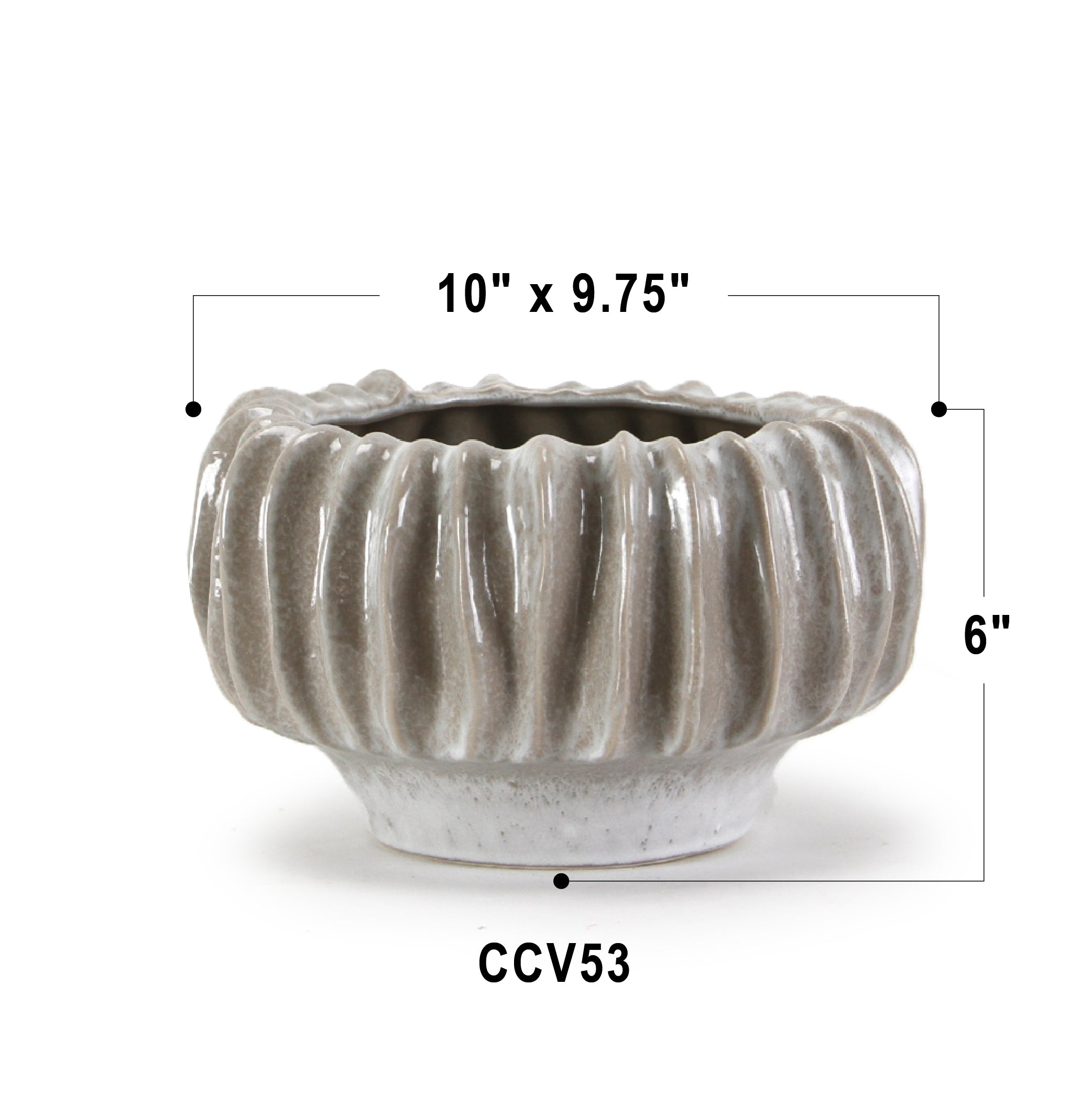 Galore Home Rippled Haven vaso ceramica grigio piccolo