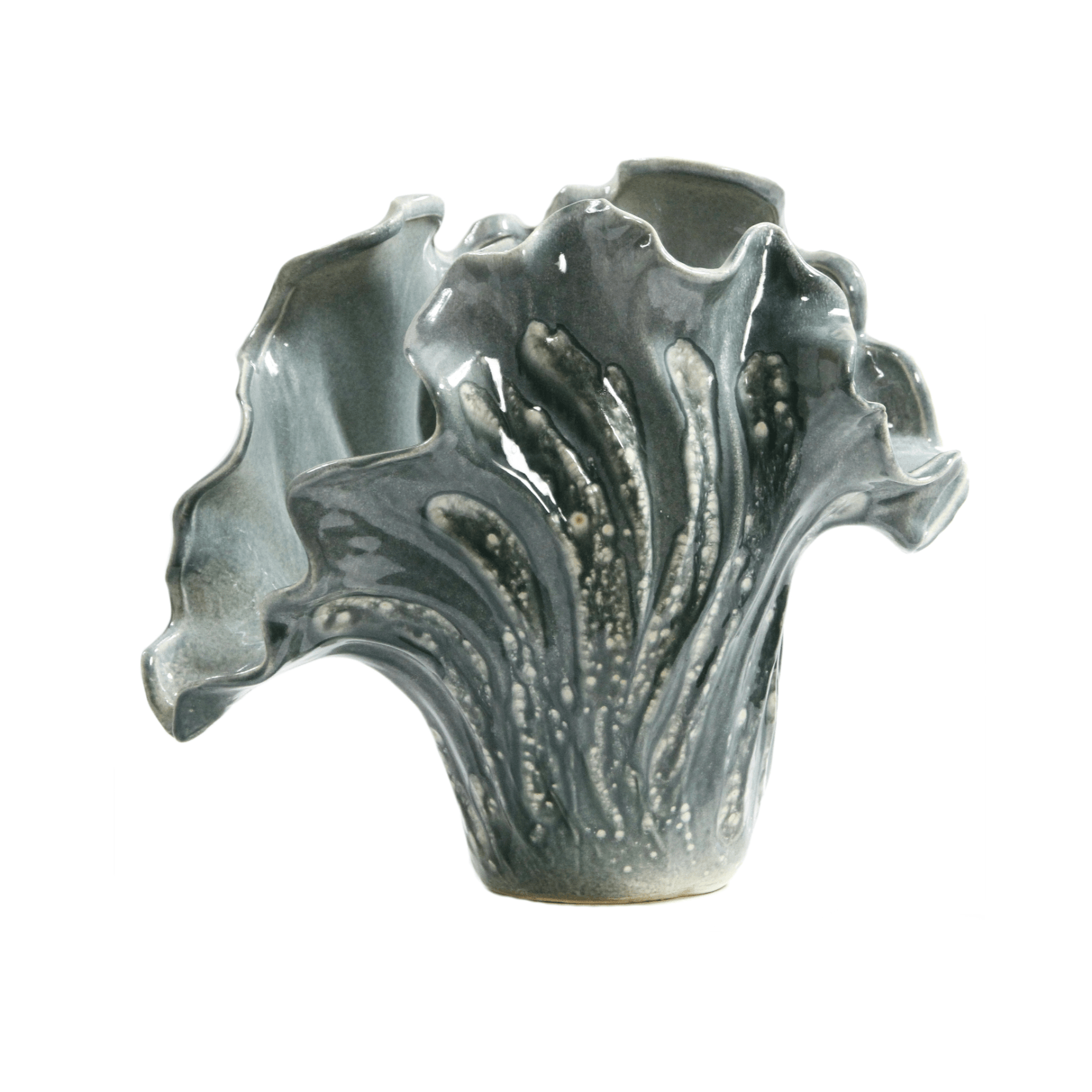 Galore Home Fanfold Blossom vaso ceramica grigio