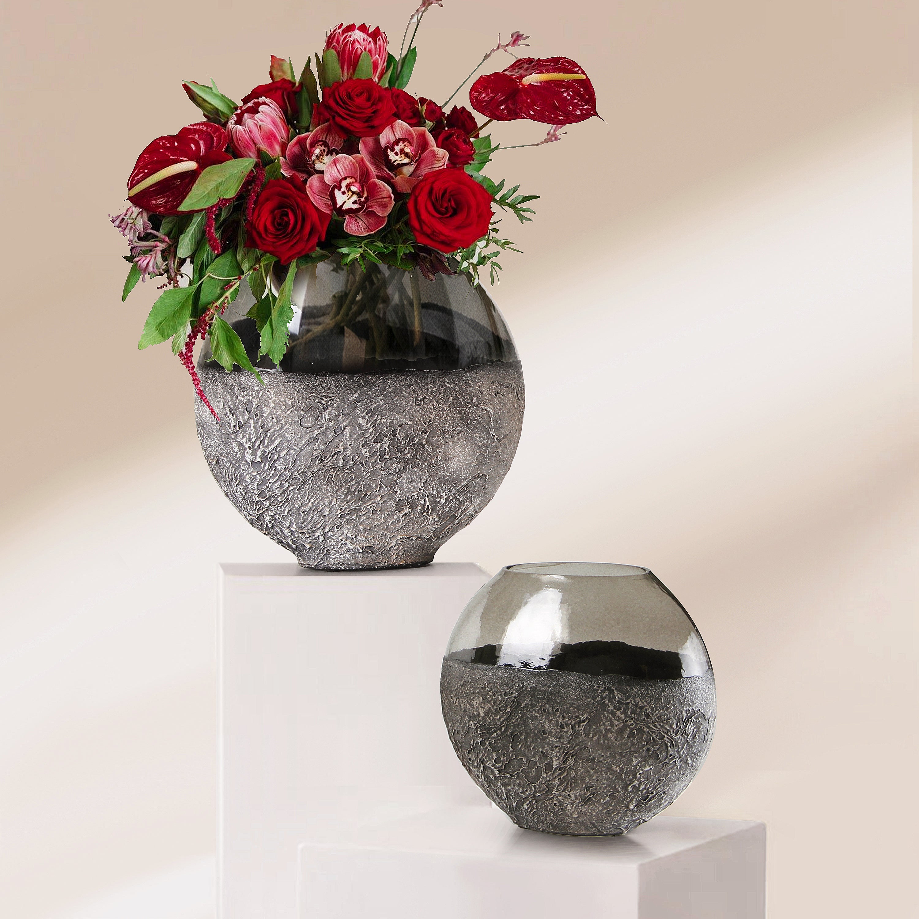 Galore Home Lunar vaso vetro ovale grande trasparente