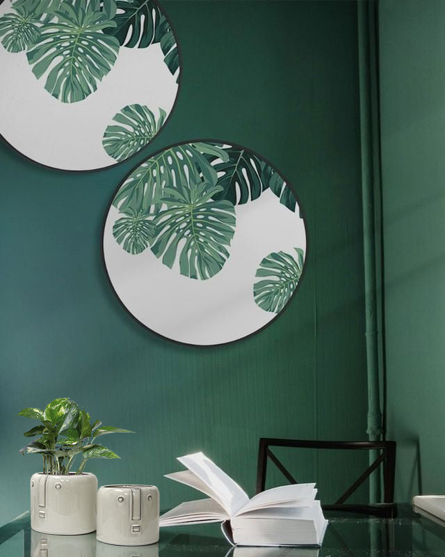 Galore Home Monstera Leaf quadro rotondo foglia verde