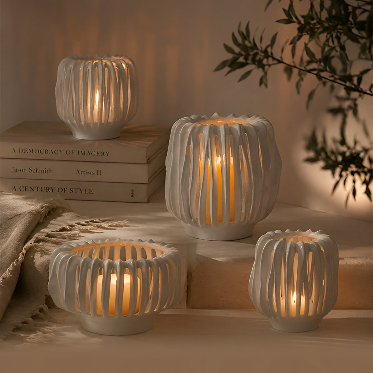 Galore Home Lumen CCV64 vaso ceramica bianca traforato